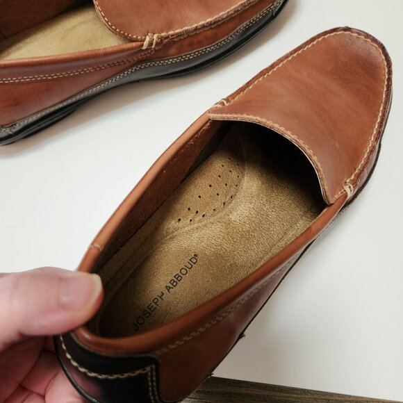 Joseph Abboud Royce Tan/Dark Brown Driving Mocs Loafers Men's 9 Leather Upper - Picture 16 of 16